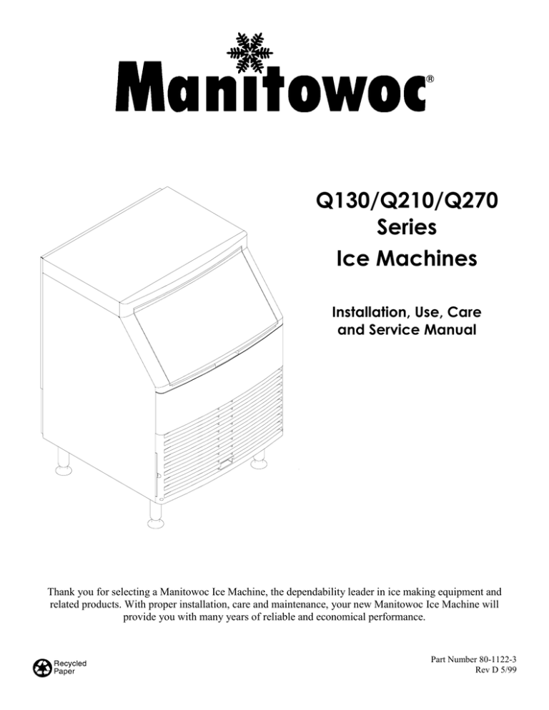 Manitowoc Q160 User manual | Manualzz