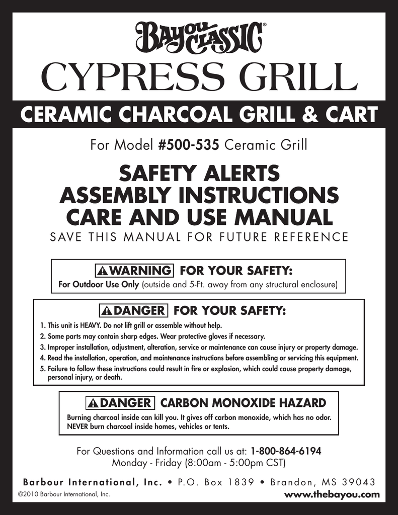 Bayou Classic Cypress Grill 500 535 Operating Instructions Manualzz Bayou Classic Cypress Grill 500 535 Operating Instructions Manualzz