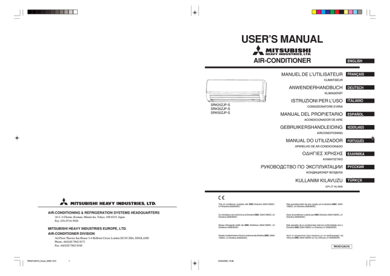 Mitsubishi Heavy Industries Srk25zjp S User Manual Manualzz