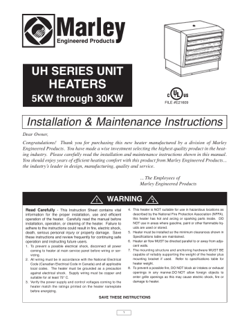 Marley Engineered Products | K series | User manual | Global HEATERS | Manualzz