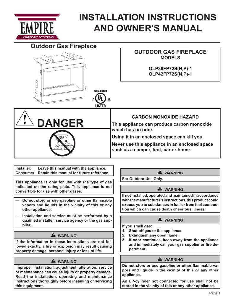 Empire Comfort Systems Dvl33fp72n 1 Owner S Manual Manualzz