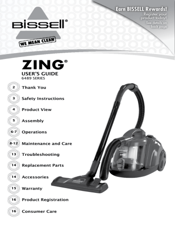 Bissell Zing 6489 SERIES Manual de usuario | Manualzz