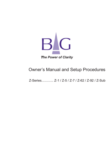 Bg Z-Sub Owner's Manual  And Setup Procedures | Manualzz