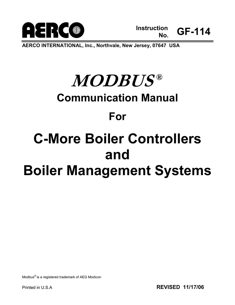 Aerco BMK 1000 Specification | Manualzz