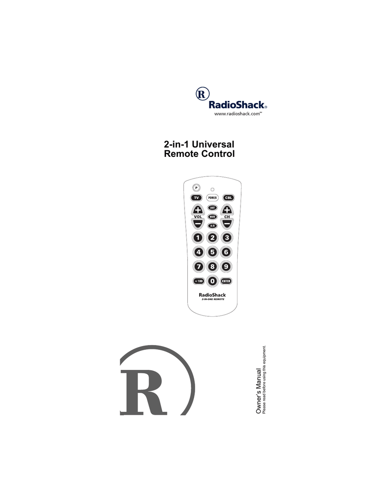 Radio Shack 2in1 Remote Control Owner's manual Manualzz