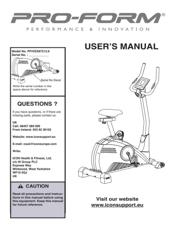 Proform x discount bike elite manual