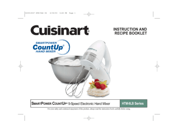 Cuisinart HTM-9LB SmartPower CountUp® 9 Speed Electronic Hand Mixer Instruction book | Manualzz