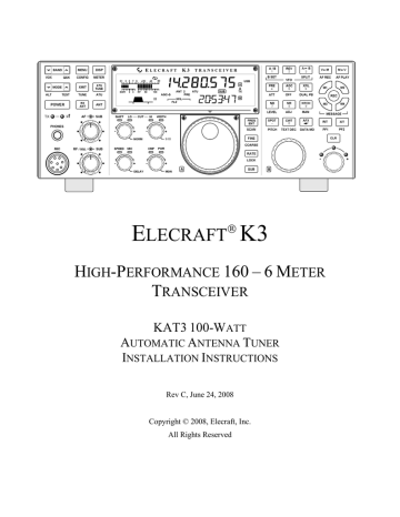 ELECRAFT KAT3 100W Autotuner Installation instructions | Manualzz