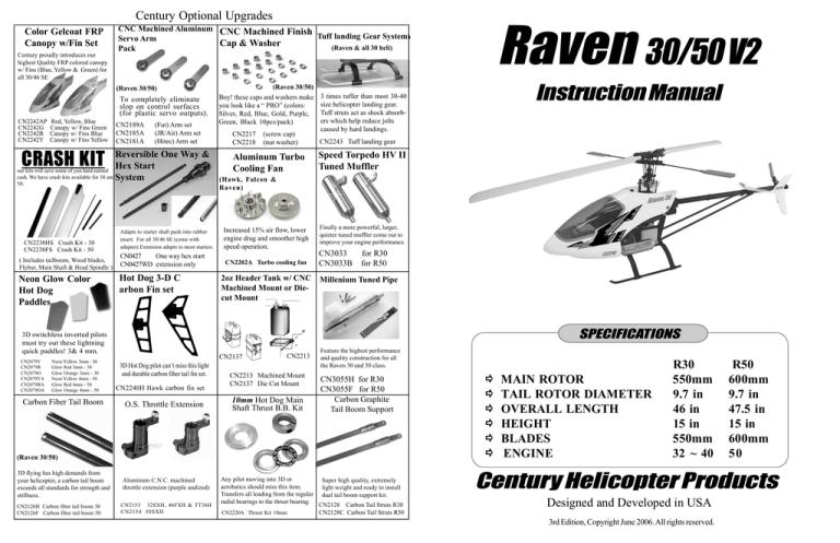 Century Helicopter Products Raven 50 V2 Specification Manualzz