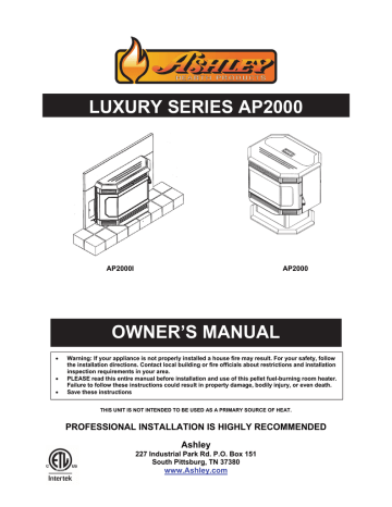 Ashley LUXURY AP2000 Owner's Manual | Manualzz