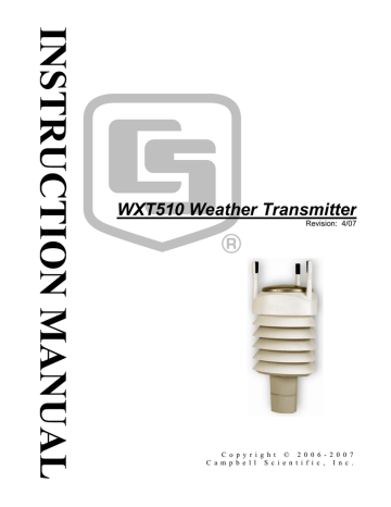 Campbell Scientific WXT510  Weather Transmitter Owner Manual | Manualzz