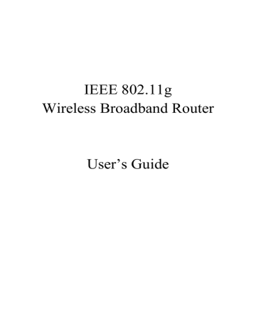 Encore Wireless Broadband Router 802.11g User's Guide | Manualzz