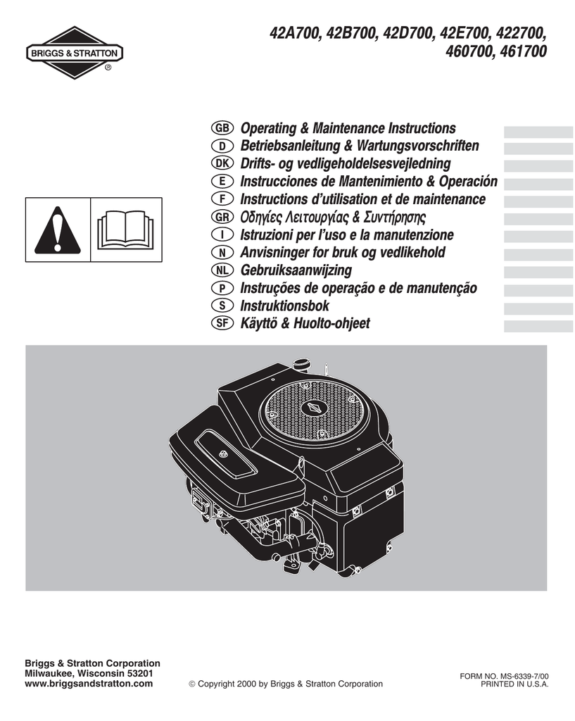 Owner S Manual Briggs Stratton 460000 Owner S Manual Manualzz