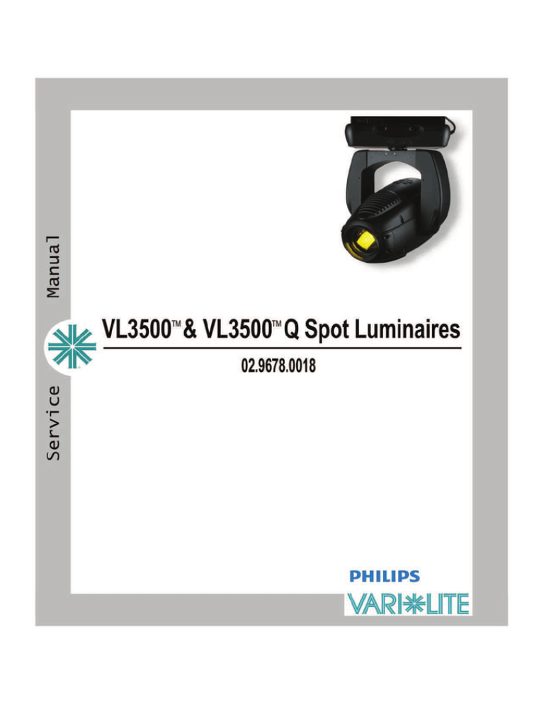 Vari Lite VL3500 Spot Luminaire User manual | Manualzz