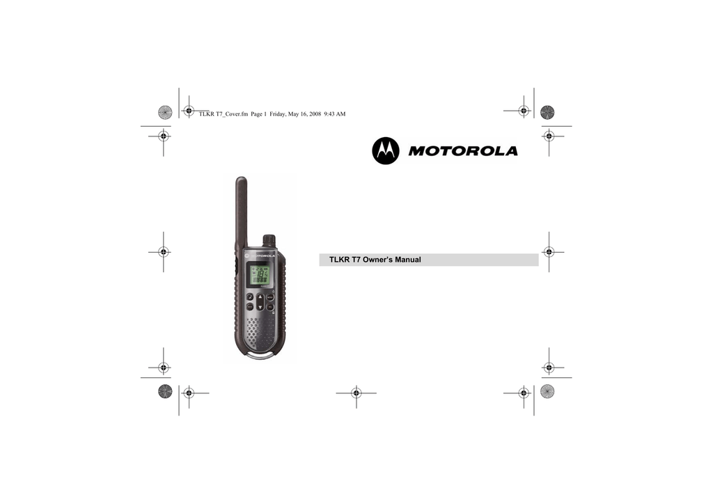 Motorola TLKR T7 Owner`S Manual | Manualzz