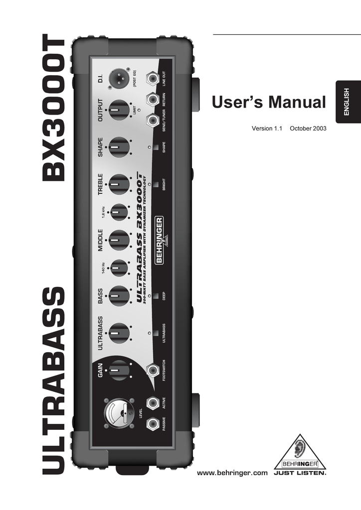 behringer ultrabass bx3000t