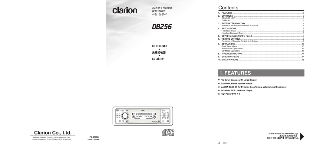 Clarion Db256 Owner S Manual Manualzz