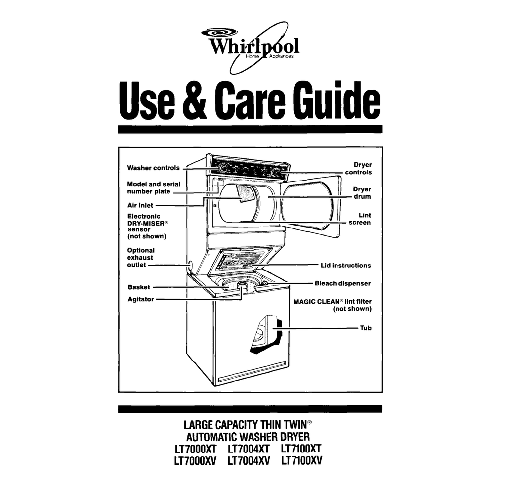Whirlpool LT7OOOxV Washer/Dryer User manual Manualzz
