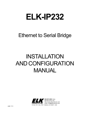 ELK ELK-IP232 Serial to Ethernet Converter Installation And Configuration Manual | Manualzz
