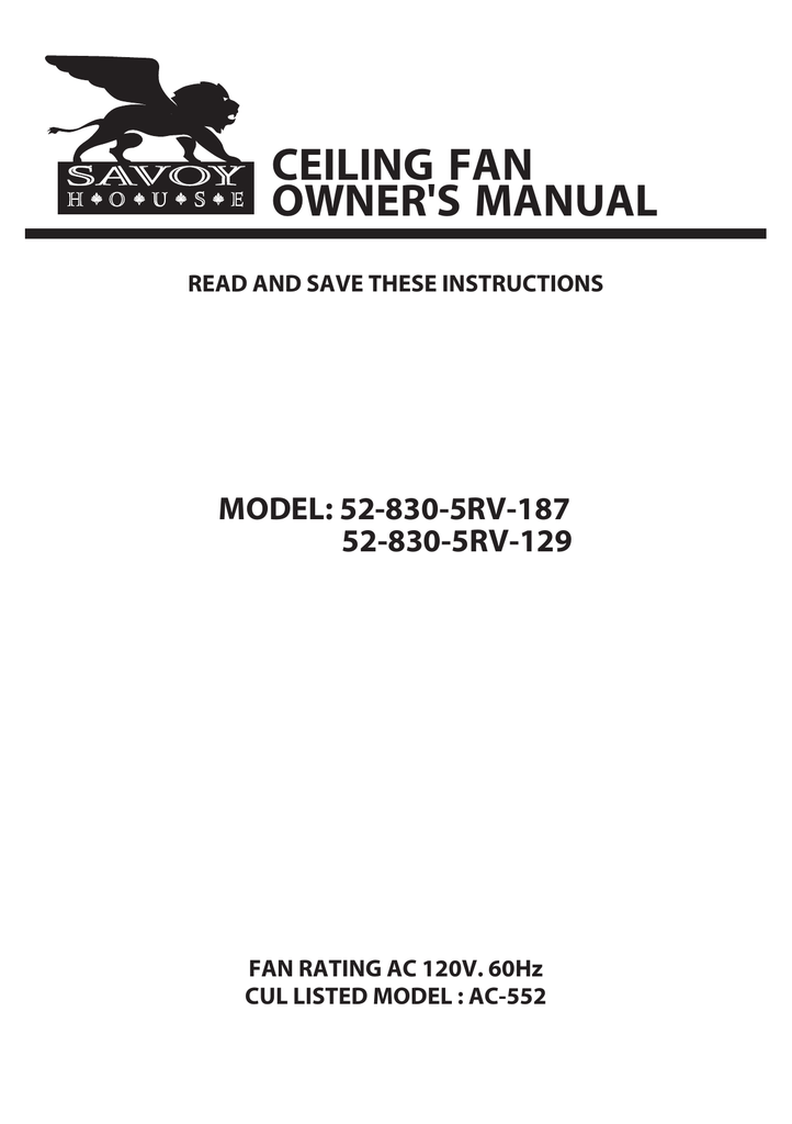 Savoy 52 830 5rv 129 Owner S Manual Manualzz Com