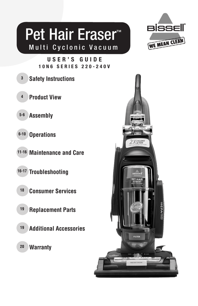 Bissell Cleanview Pet Rewind Manual : Bissell Powerlifter Pet Rewind
