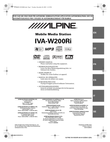 Ändern des Blickwinkels. Alpine IVA-W200RI, IVA-W200 | Manualzz