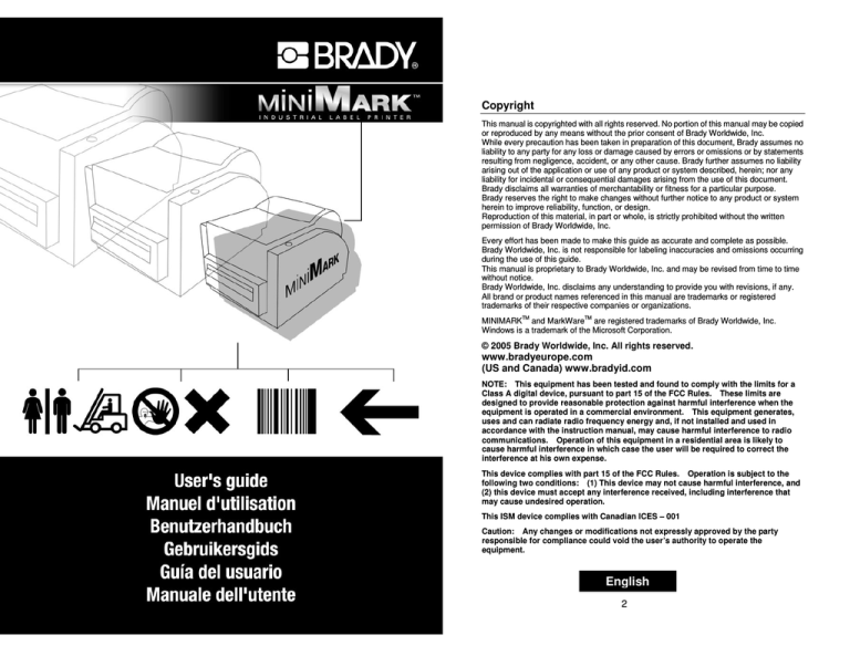 brady minimark printer