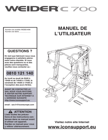 Weider WEBE4496 SMITH MACHINE BENCH User Manual Manualzz