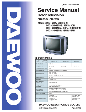 Service Manual - [Daewoo Electronics Service Information System | Manualzz