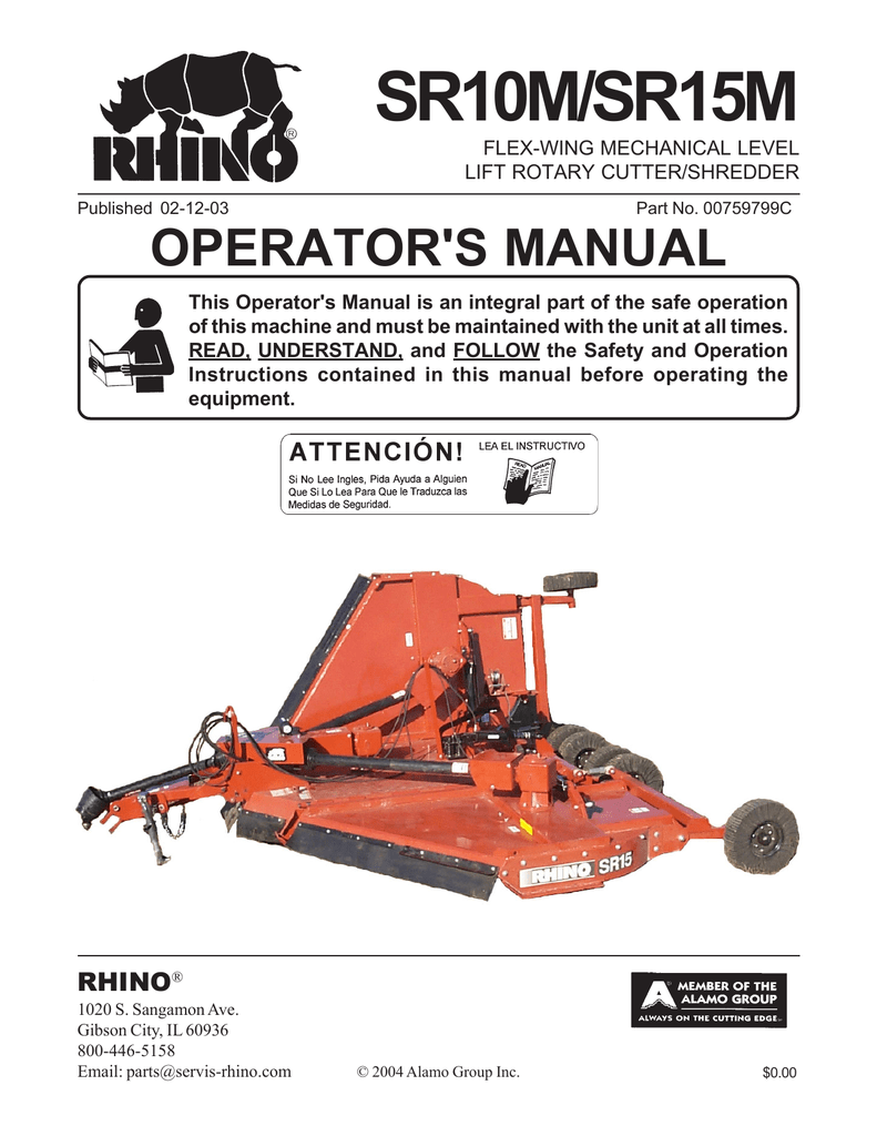 Servis Rhino Sr15m Sr10m User Manual Manualzz