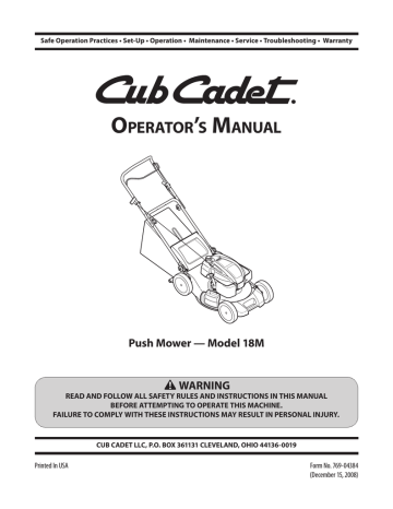 Cub cadet store push mower manual