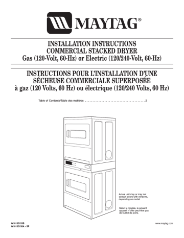 Maytag | 120-volt | User manual | INSTALLATION INSTRUCTIONS COMMERCIAL STACKED | Manualzz