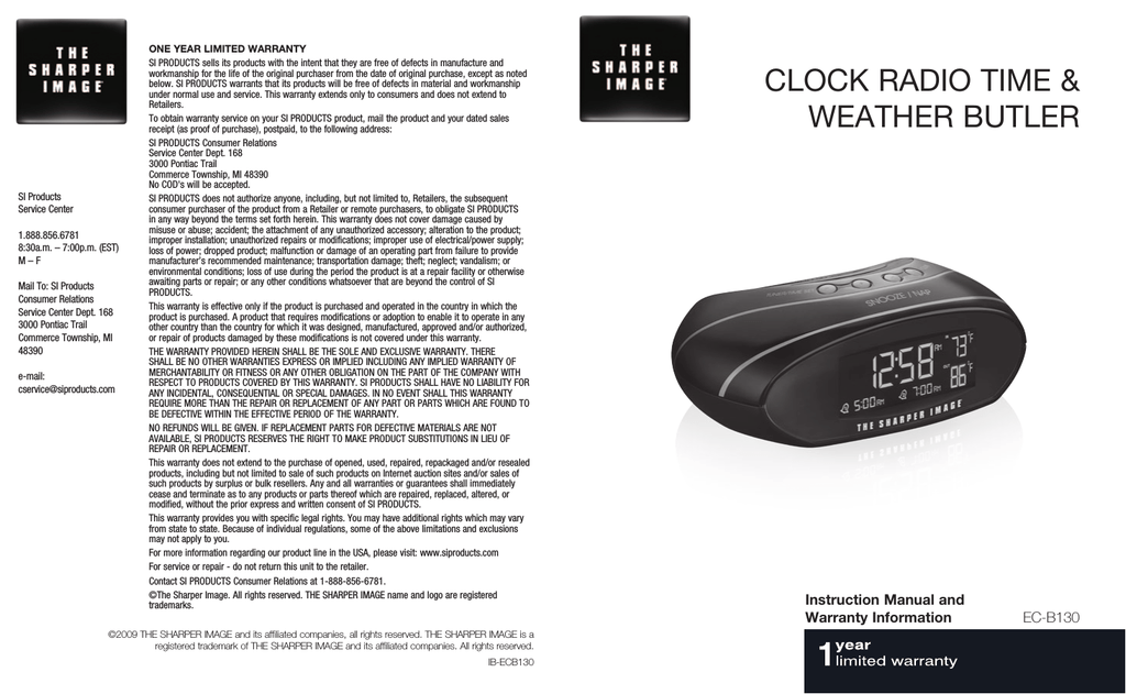 Sharper Image ECB160 Instruction manual Manualzz