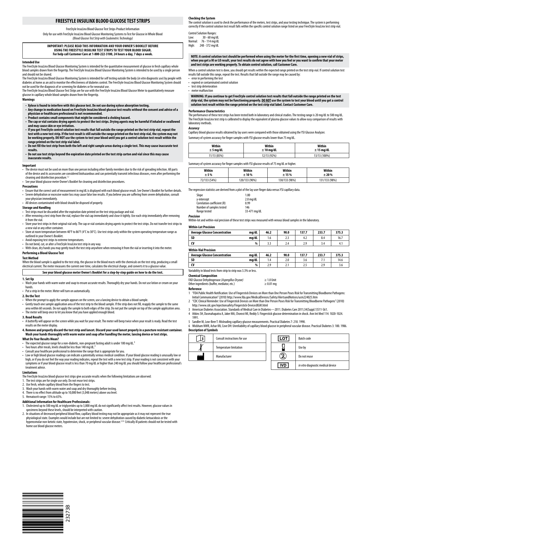 23273B FREESTYLE INSULINX BLOOD GLUCOSE TEST STRIPS Manualzz