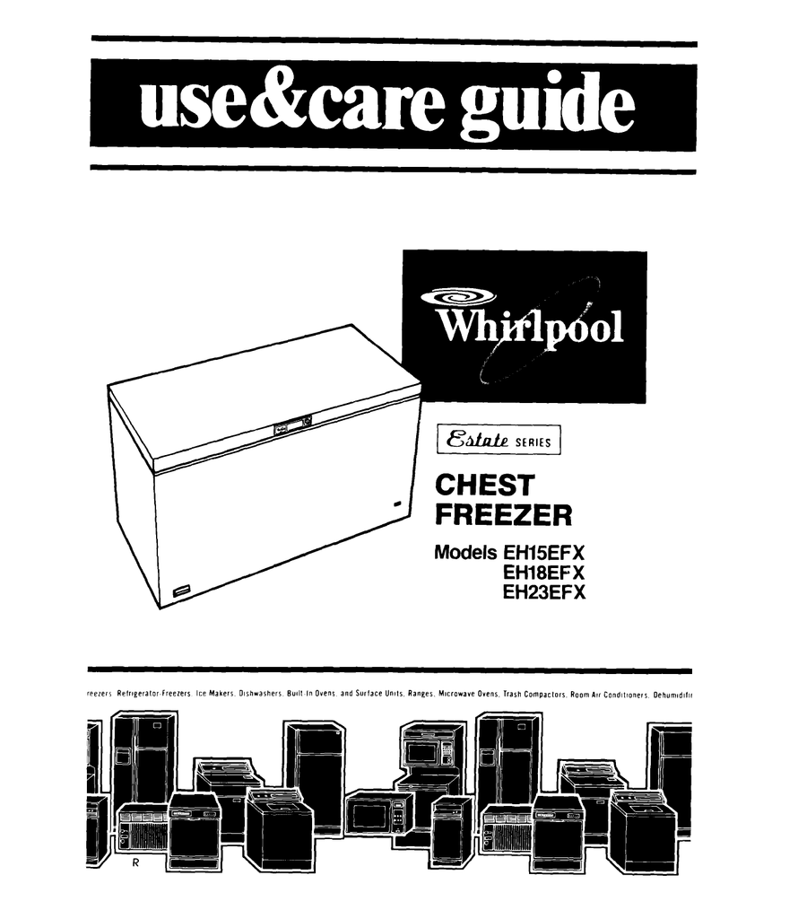 Whirlpool EH23EFX EH18EFX EHISEFX Chest freezers User manual