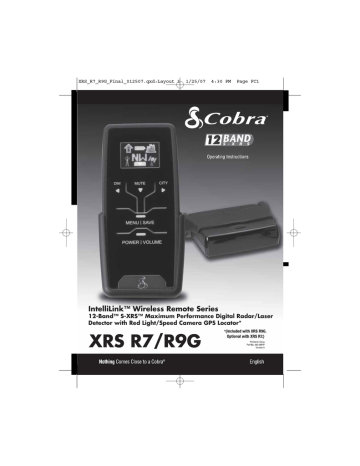 Cobra Electronics XRS R9G Radar Detector User manual | Manualzz