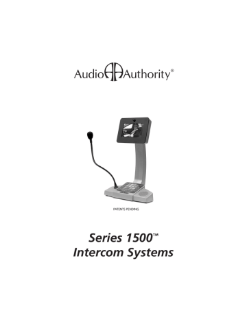 Audio Authority Intercom System Series 1500 Installation Manual | Manualzz