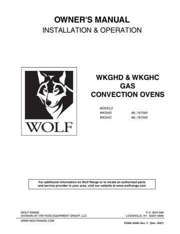 Wolf Range WKGHC-ML-767590 Operation Manual | Manualzz