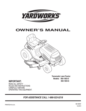 Owner's manual | Yard Works 060-1804-8 Owner`s manual | Manualzz