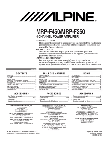 Alpine F450 V Power Mrp Amplifier Mrp F250 V Power Amplifier Mrp F450 Owner S Manual Manualzz