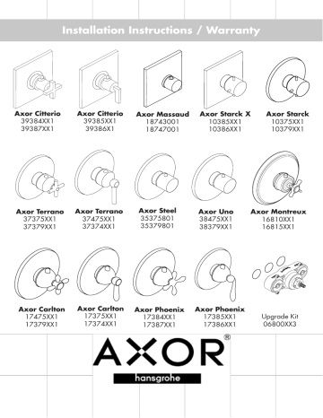 Axor | Phoenix 17104XX1 | User manual | Installation Instructions / Warranty | Manualzz