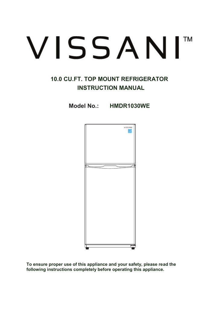 Vissani HMDR1030WE Instruction manual Manualzz