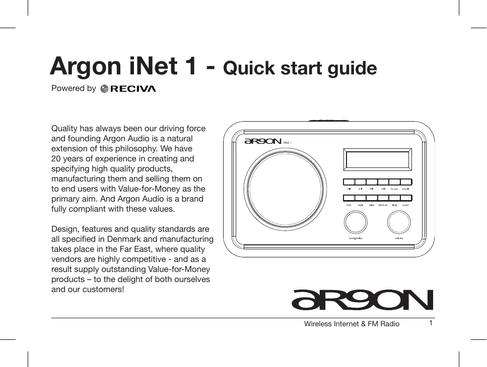 argon audio iNet 1 Quick start manual | Manualzz