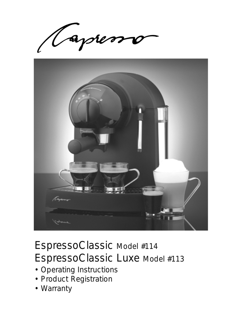 Capresso Espresso Classic 114 Operating instructions Manualzz