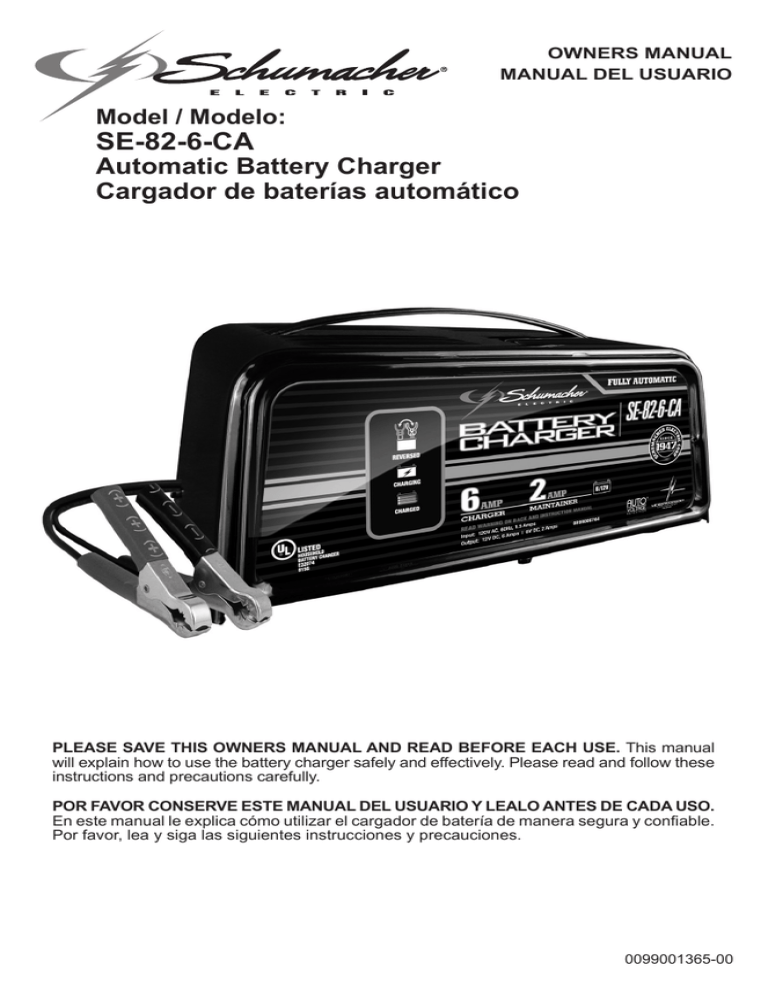 Schumacher Electric SE-82-6 Operating instructions | Manualzz