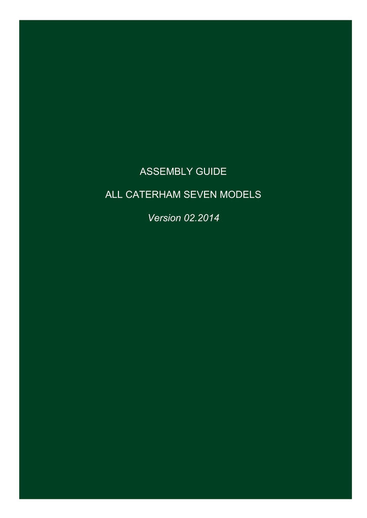 Seven User manual Caterham Assembly Guide Manualzz