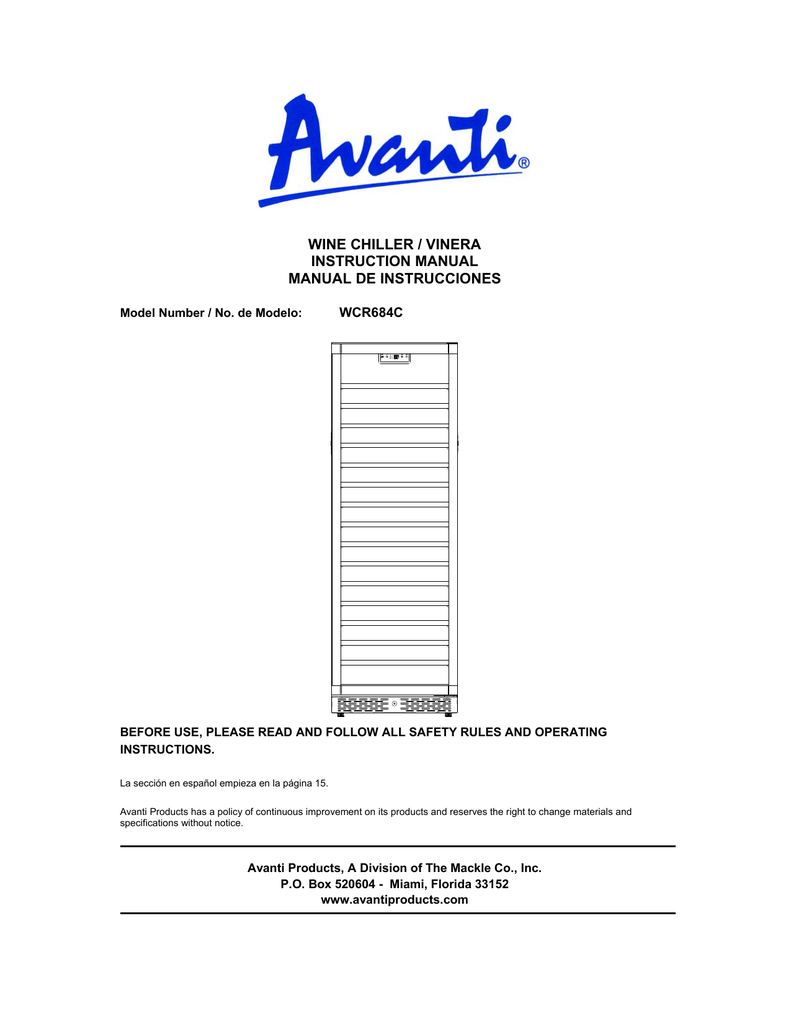 Avanti Wcr684c Instruction Manual Manualzz Com