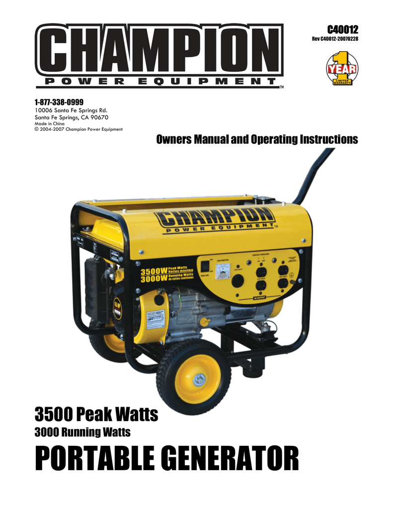 Champion Power Equipment 3000 3500 4000W 6.5HP Engine Generator Governor Spring 
