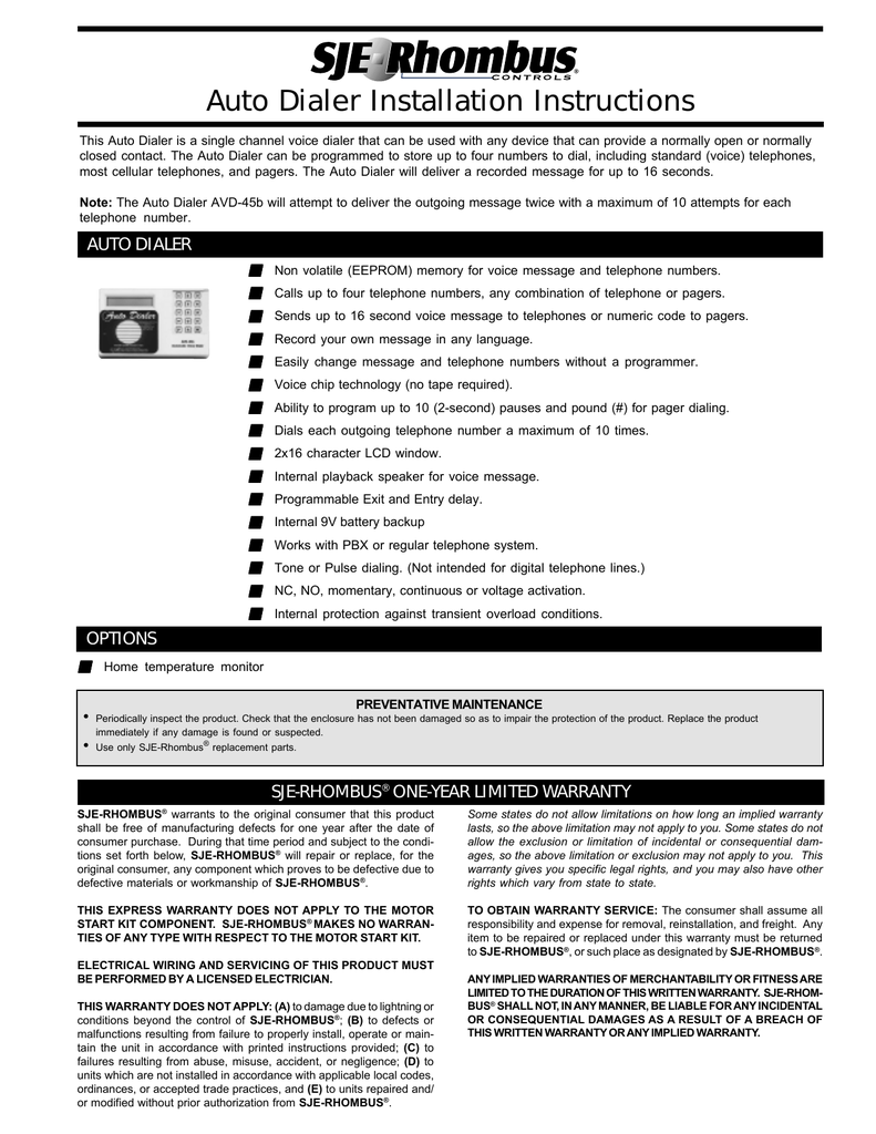 United Security Products AVD45c Specification Manualzz
