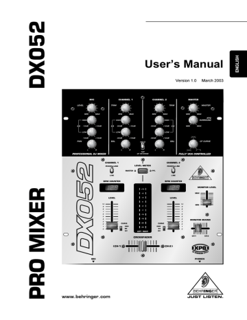 Behringer Pro Mixer DX052 User manual | Manualzz